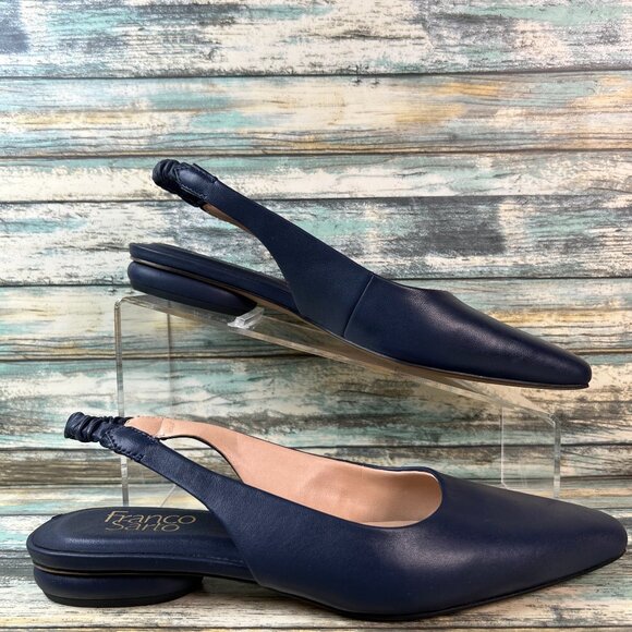 Franco Sarto Flats Womens 8M Briella Blue Leather Slingback Slip Ons Pointed Toe - Picture 1 of 11